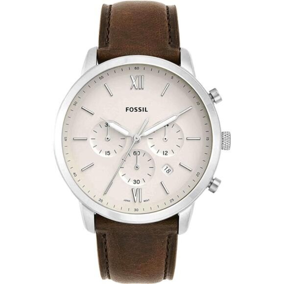 Men's Chronograph Watch with Stainless Steel Bracelet or Genuine Leather Band - Picture 1 of 7